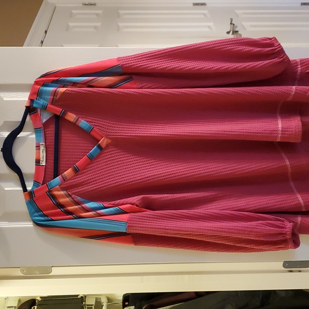 Pink waffle weave top